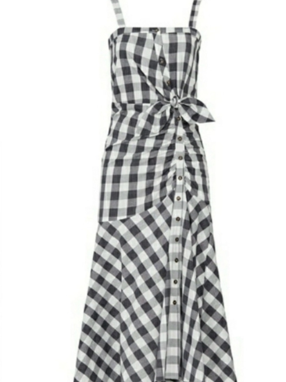 Likely Blue and White Gingham Button-Front Maxi Dress